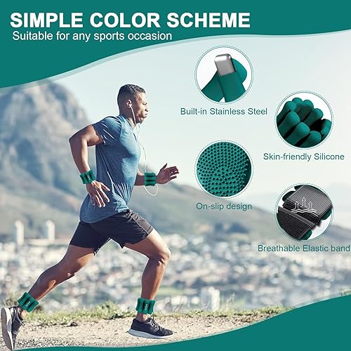 Miniatura 3 de ADLIFE 2lbs Adjustable Pilates Wrist Ankle Weights for Women, Silicone Wearable Arm Leg Weights Set of 2 (1lb Each) for Working out, Waterproof