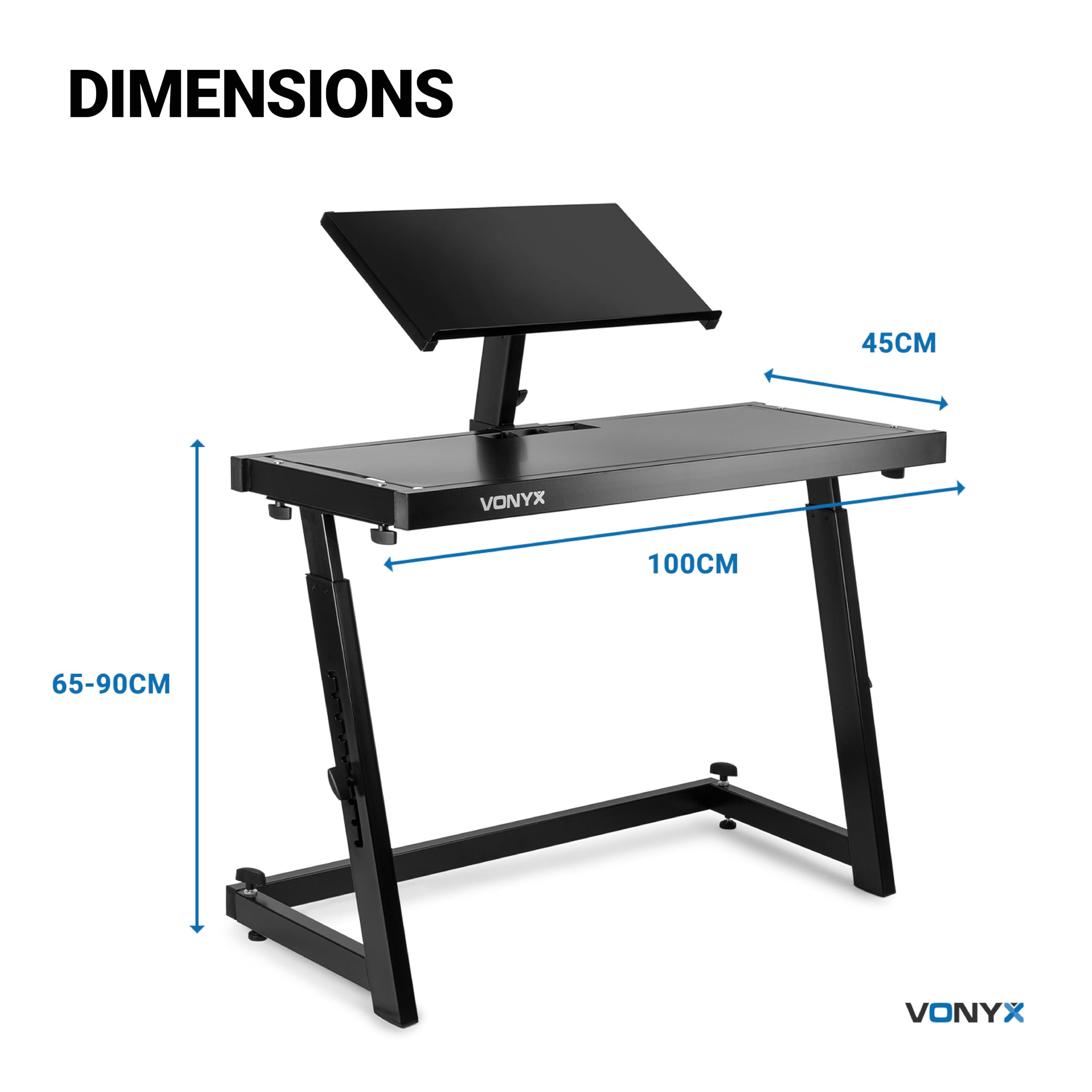 Vonyx Support DJ Réglable Deck Mixage Contrôleur Résistant | Support Stable pour Équipement DJ, Montage Rapide et Sécurisé, Structure Robuste pour Tables de Mixage, Contrôleurs et Scène
