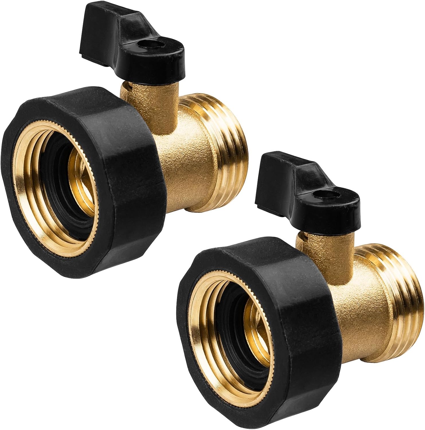 2PCS Garden Hose Shut Off Valve, Durable Hose Shutoff Valve，Premium 3/4 Brass Shut Off Valve for Garden Hose，Water Hose Shut Off Valve for Household Cleaning
