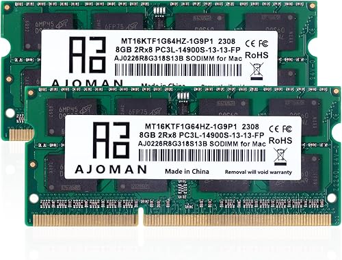 AJOMAN 8GBx2 DDR3L 1866 SODIMM PC3L-14900S Laptop RAM 1.35V sin ECC sin búfer 204Pin Notebook Memory SDRAM (16GB Kit2)