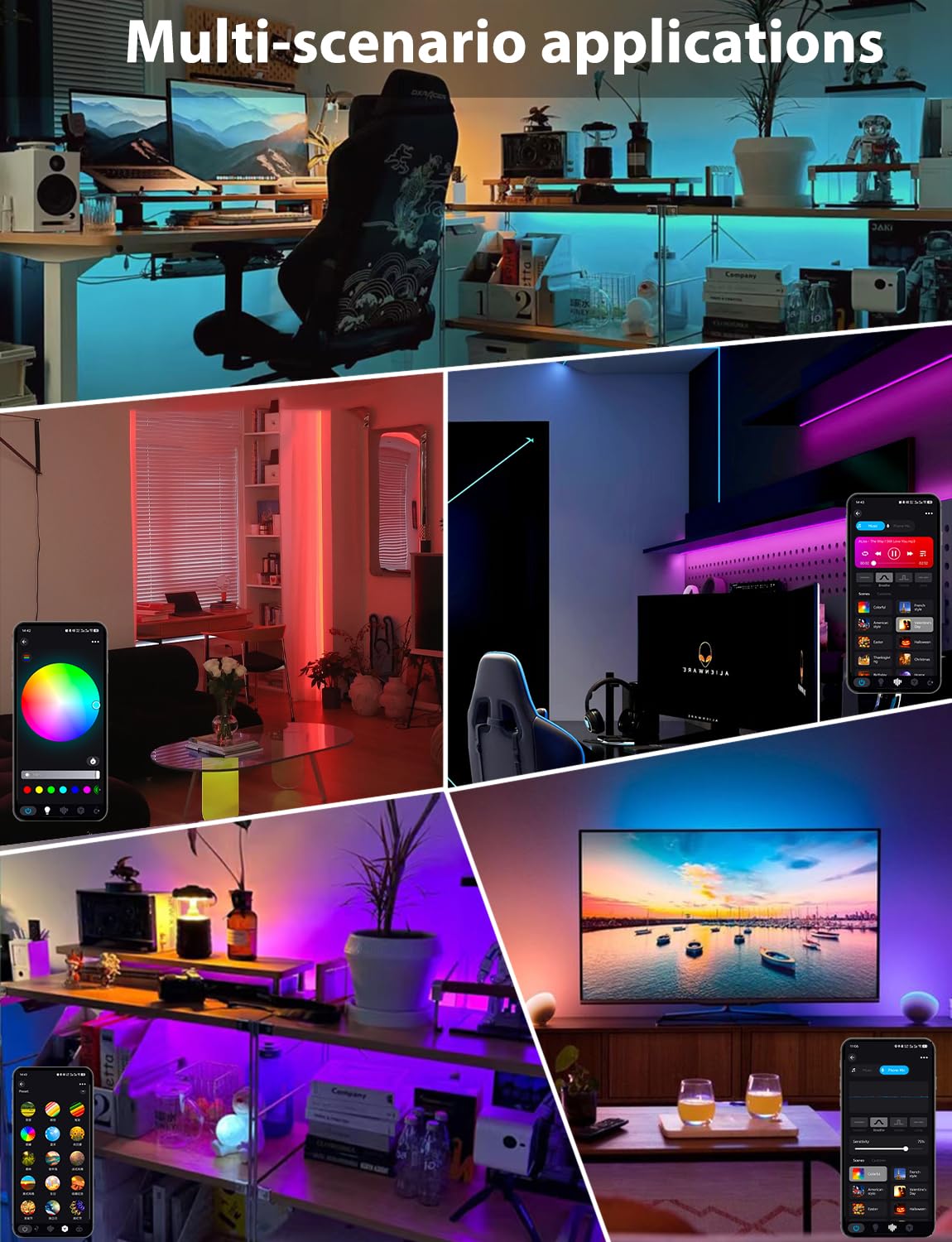 LED Strip Alexa 10M, 2x5M, RGB Dimmbar 300 LEDs, LED Streifen Wi – DE