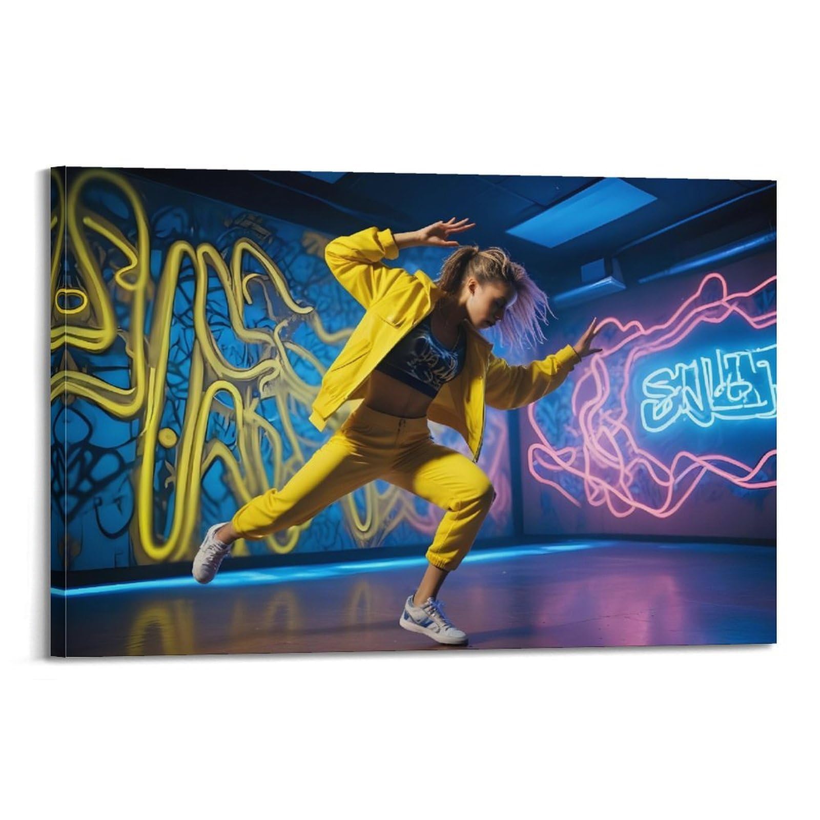 ZLQYHW Poster con ballerina hip-hop, motivo street dance su tela, decorazione per camera da letto, 50 x 75 cm