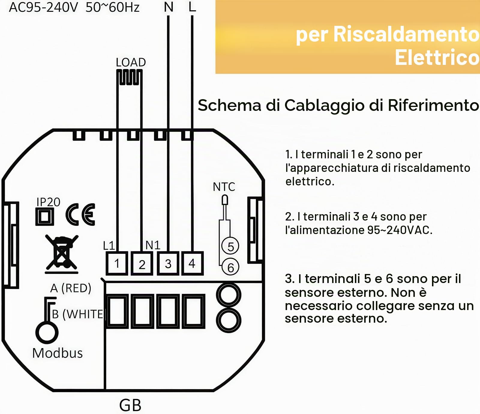 6000 Serie Wi-Fi Termostato- Termostato Touchscreen Programmabile per Riscaldamento o Raffreddamento - Controllo Remoto da Cellulare Compatibile con Alexa, Google Home e IFTTT