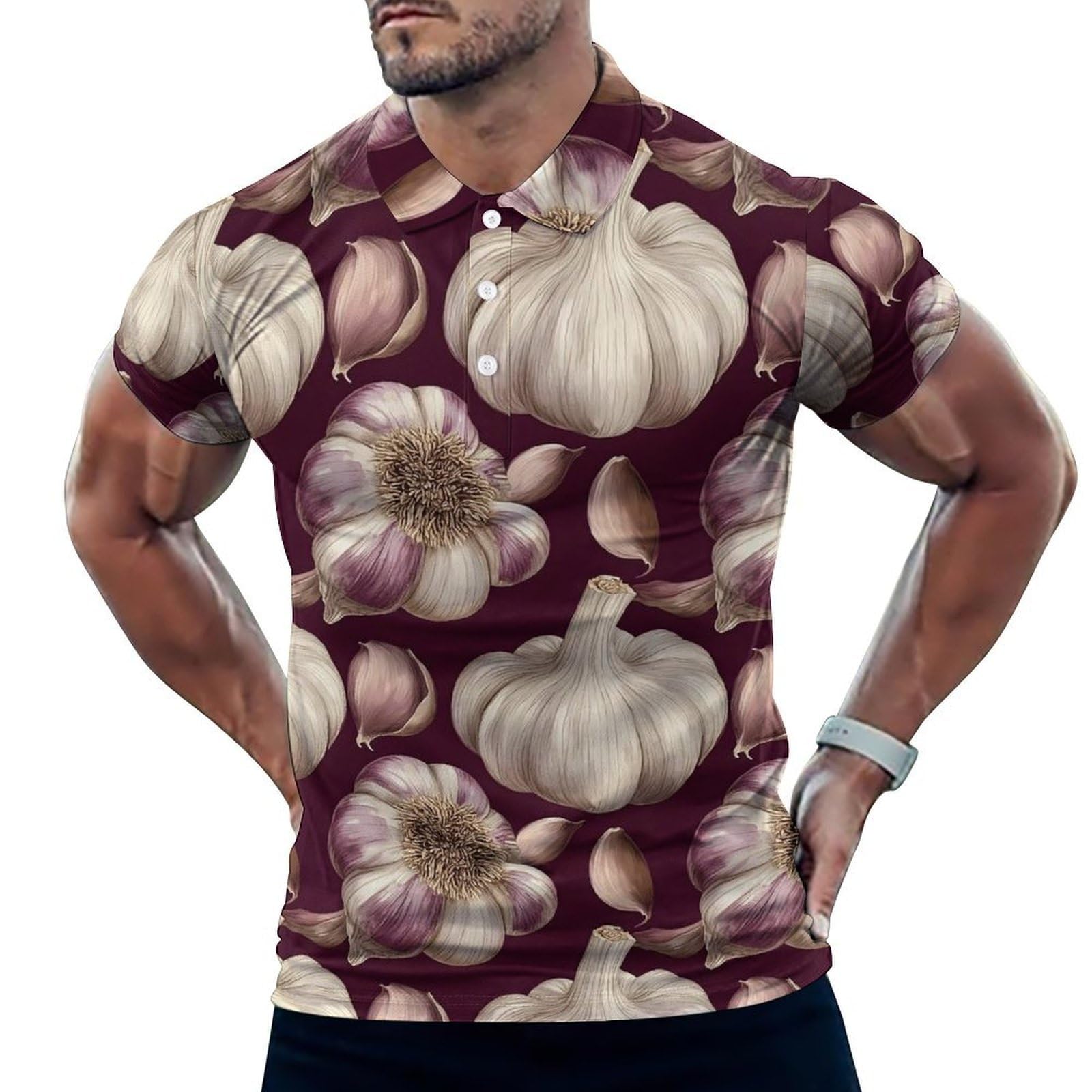 Polo de golf homme style réaliste imprimé ail coupe sèche - 8