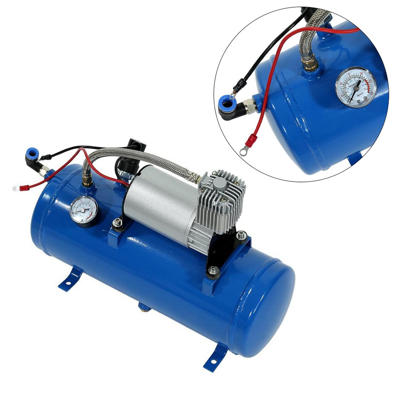 Haofy Sprężarka Powietrza 150 Psi, Pompa do Pompowania Opon 12 V z Wbudowanym Zabezpieczeniem Temperaturowym i Zbiornikiem o Pojemności 6 Litrów, do Opon Pojazdów Ciężarowych RV