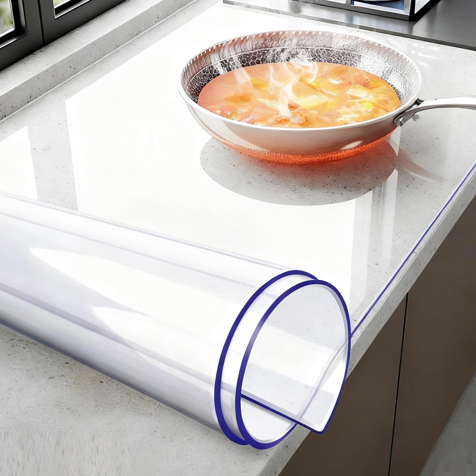 Alfombrilla para alféizar transparente y resistente al calor para proteger su ventana de cocina