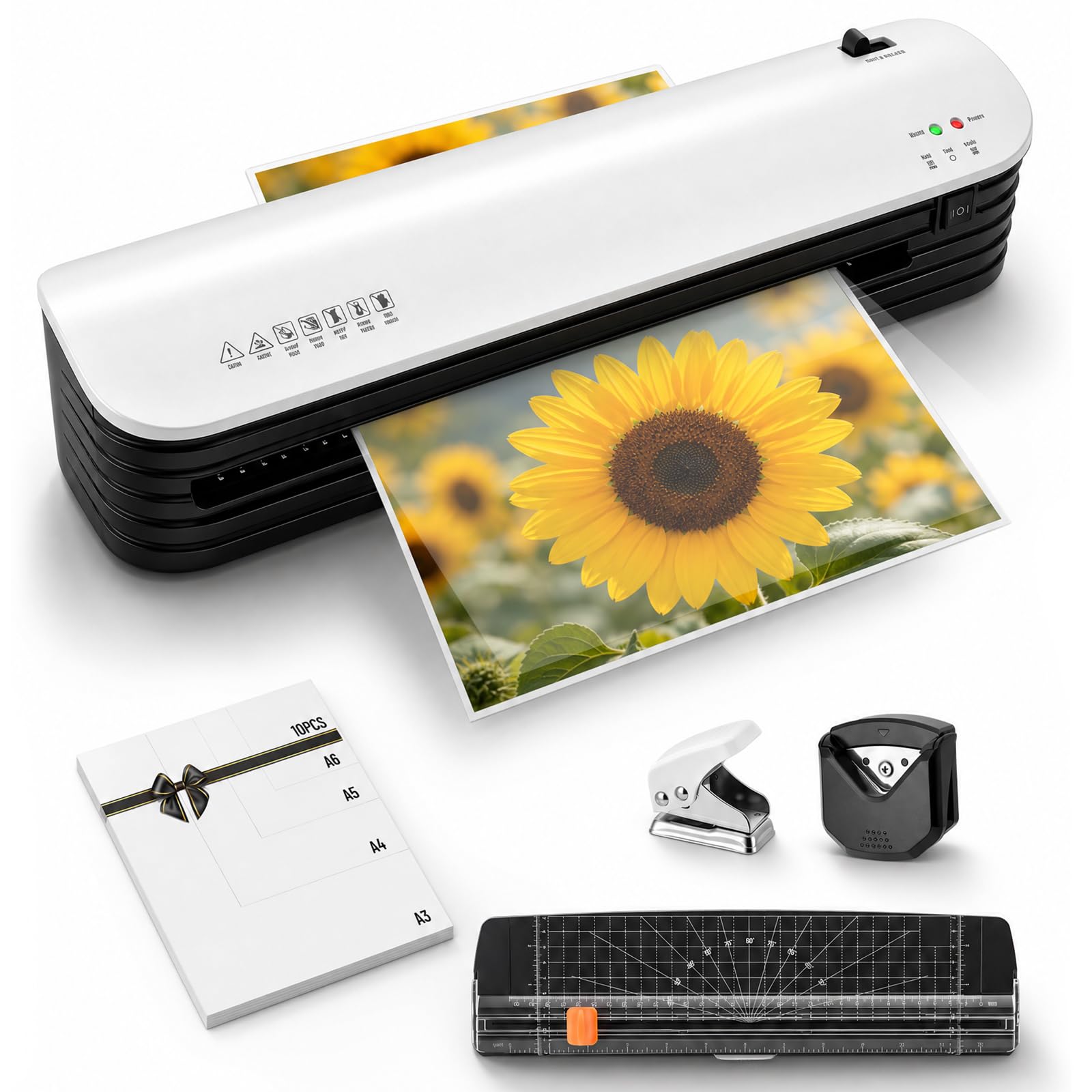 A3 Laminator, Laminator Machine 13 Inch Cold and Thermal for A3/A4/A5/A6 with Paper Cutter and Corner Rounder,Laminating Machine for Home Office School,20 Pouches Included,Fast Warm Up