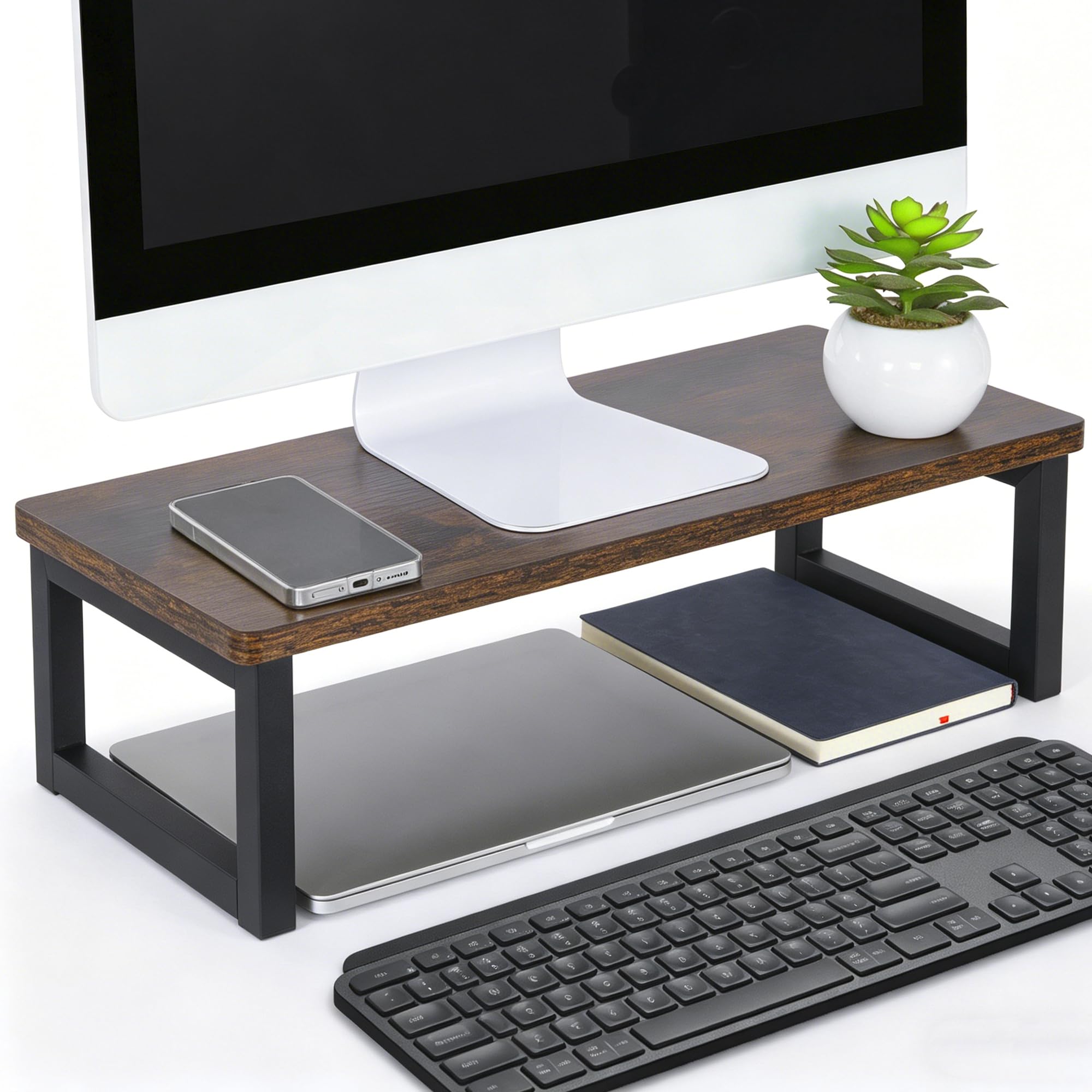 AKOZLIN Drewniany stojak na monitor, organizer na biurko, szerokość 59,4 cm