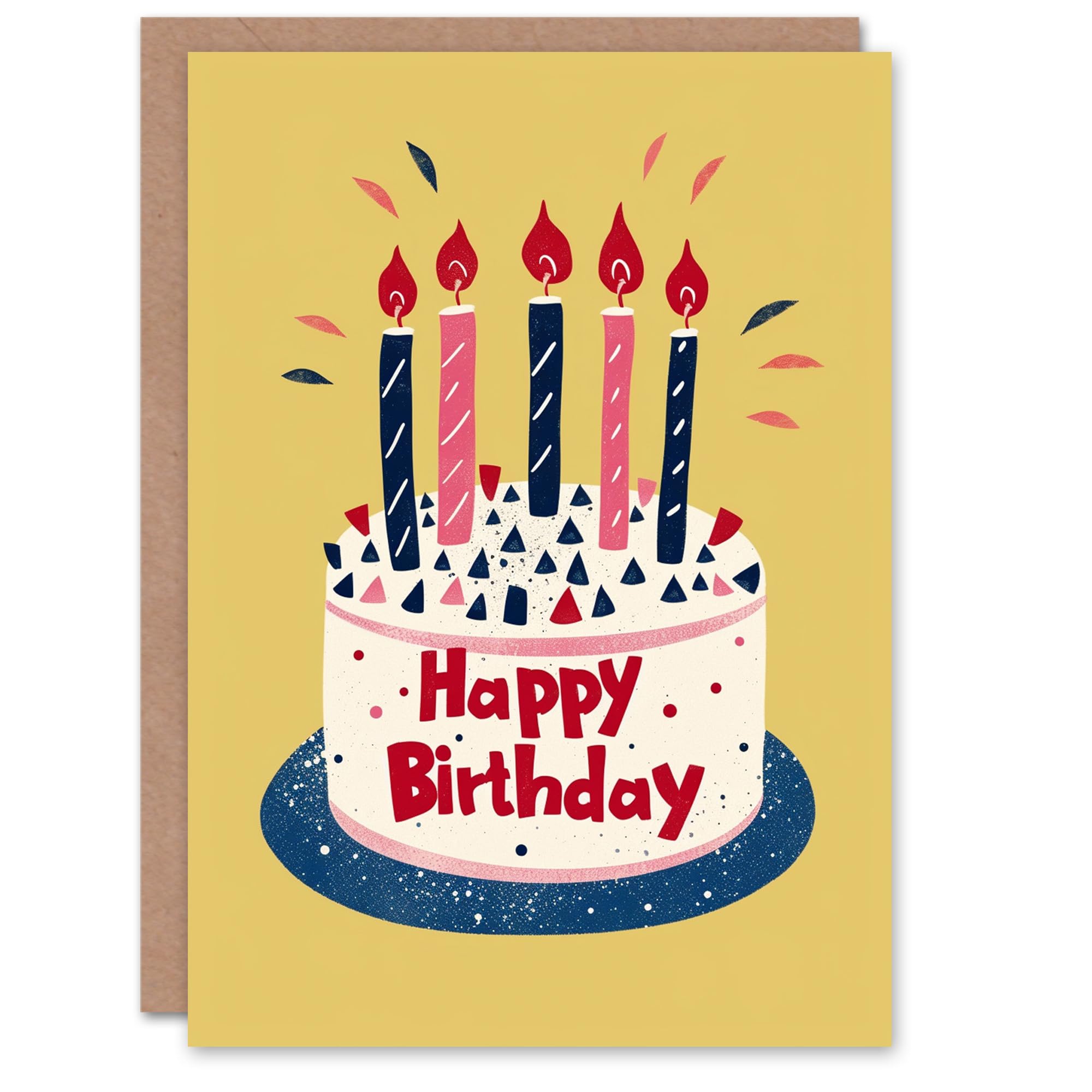 Artery8 Birthday Card Birthday Cake Candles Artwork Fun Colourful Classic For Him Her Man Woman Girl Boy Wife Husband Greeting Card