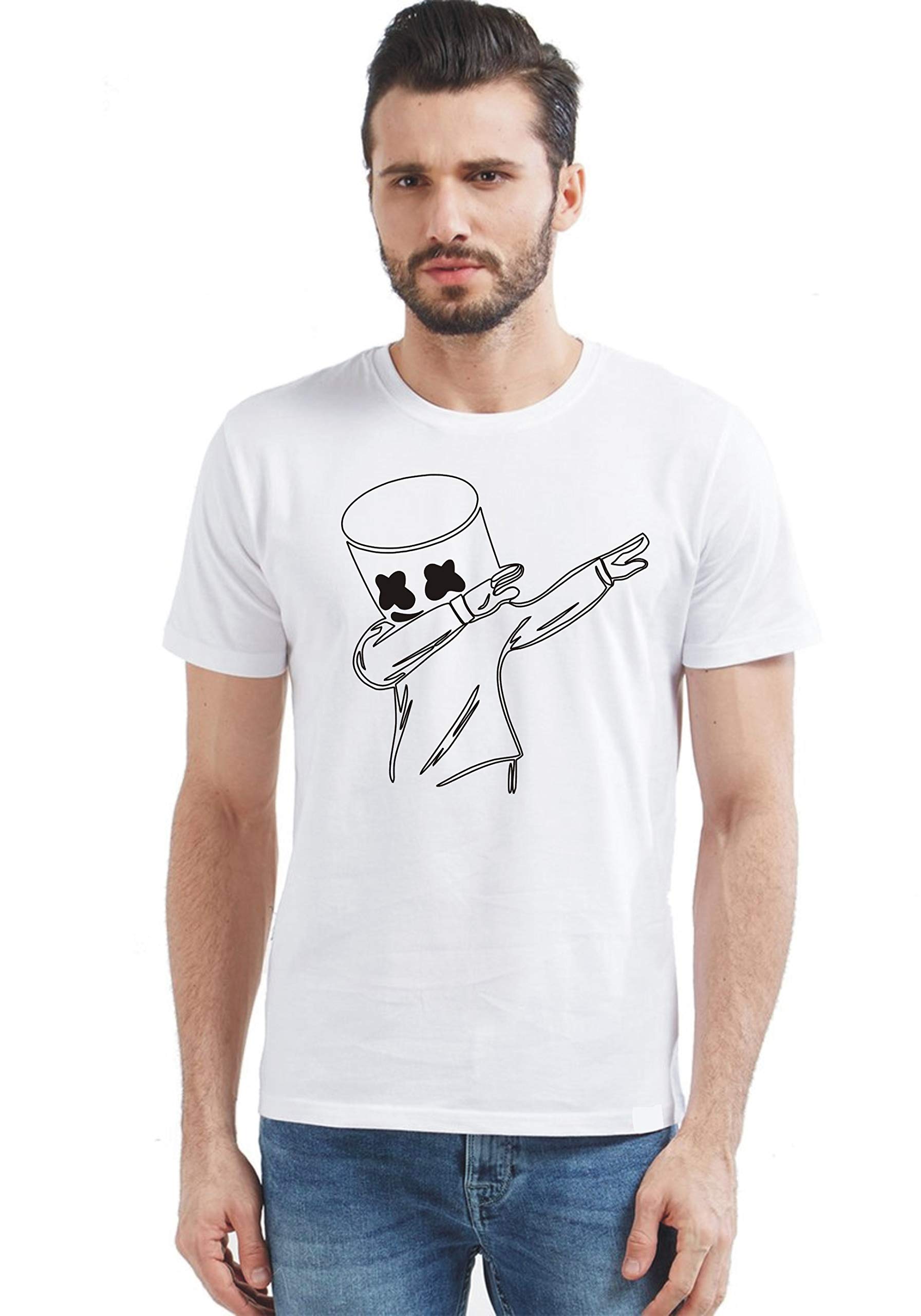 Men's Regular Fit T-Shirt (JRKWHITELNMKMSH02_S_White_Small)