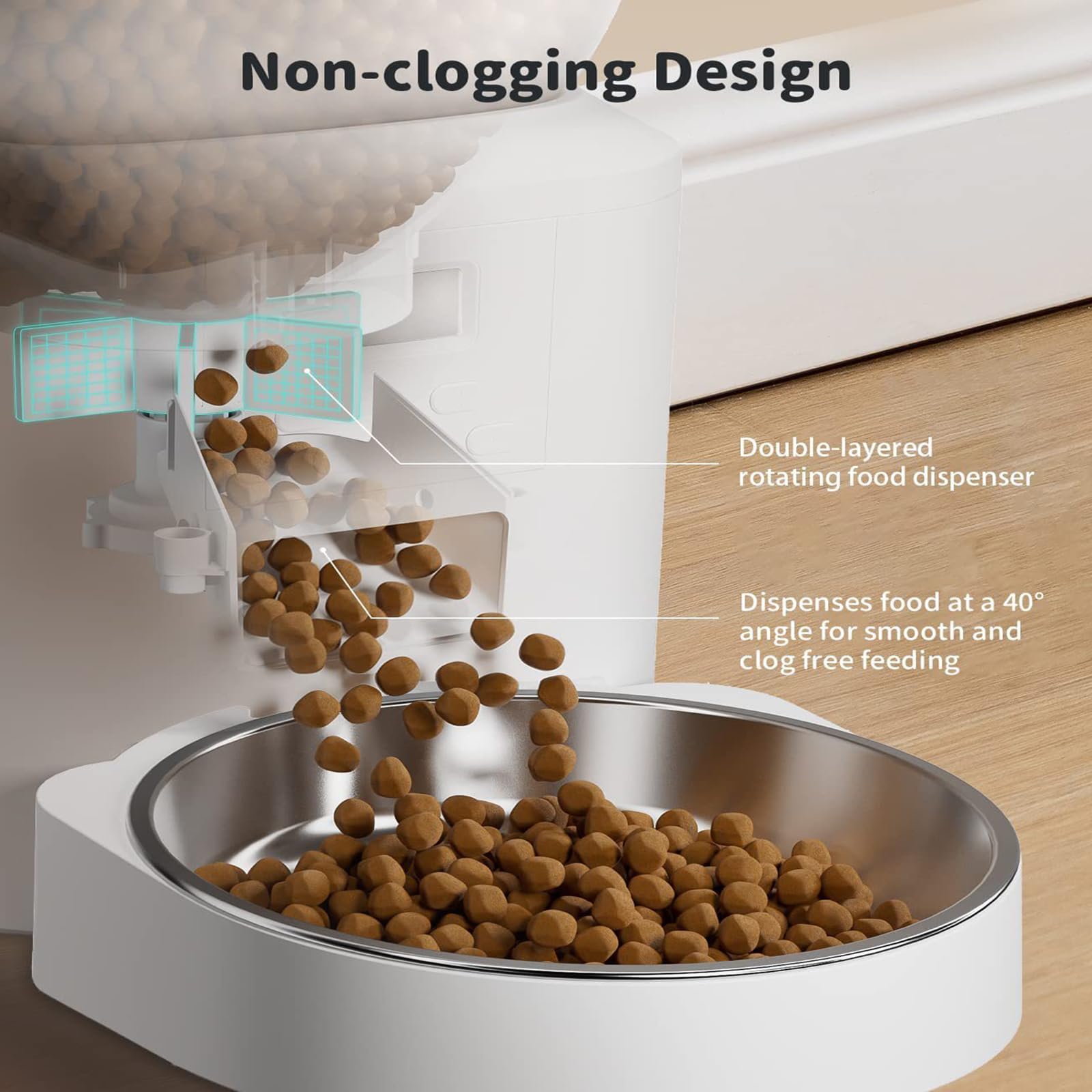 Alimentador automático para Gatos, dispensador automático Inteligente de Comida para Gatos de 4 litros con Pantalla LCD para una fácil configuración, grabadora de Voz, diseño sin obstrucciones