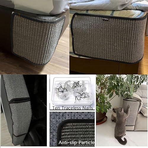 Miniatura 4 de Almohadilla rascador de sisal natural para gatos, protector de muebles de esquina para sofá, alfombrilla protectora para alfombras y sofás, muebles