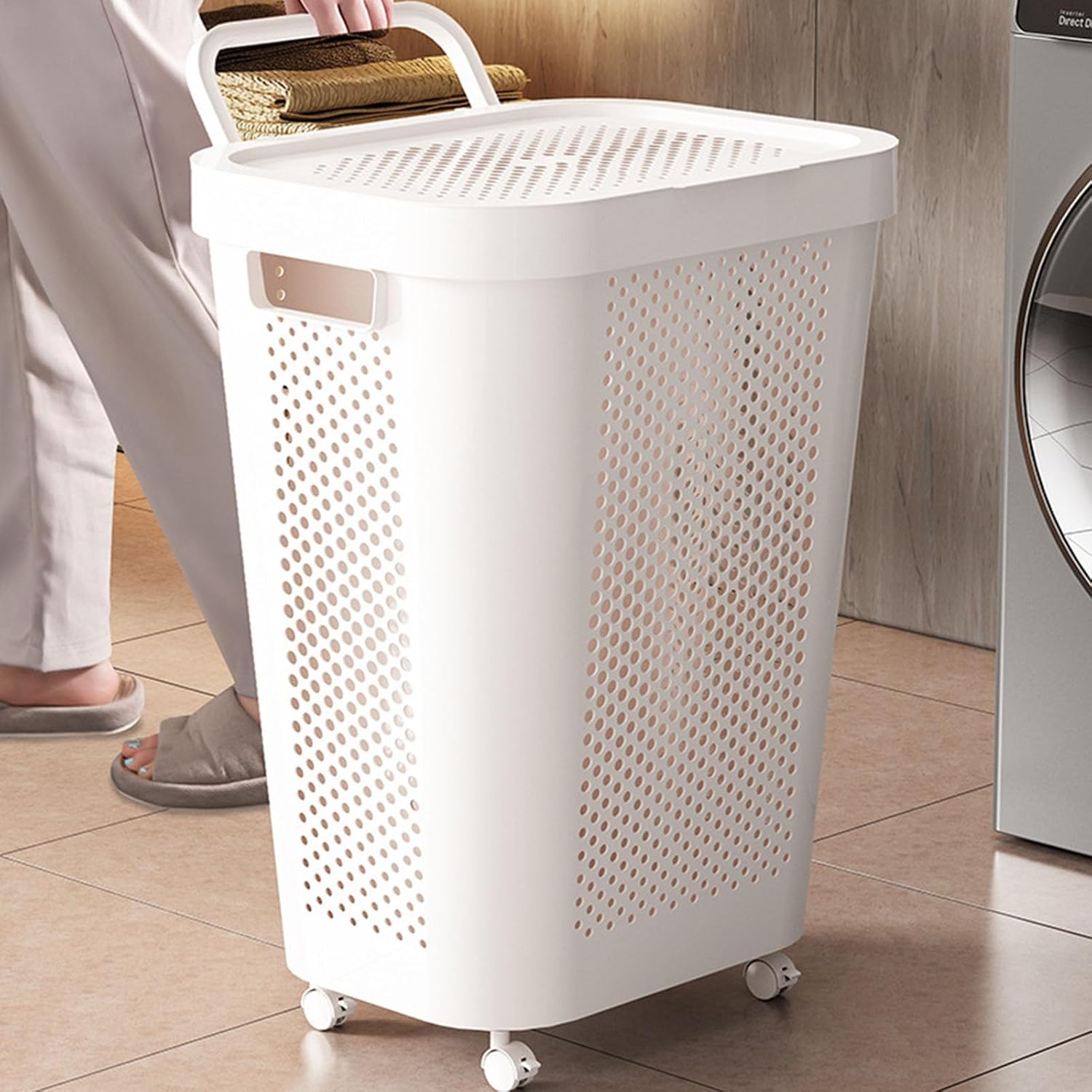 Elegant Ventilated Dirty Clothes Planner Large Capacity Permanent Polystyrene Direct Current Neat Thin for Laundry Room Modern Hamper