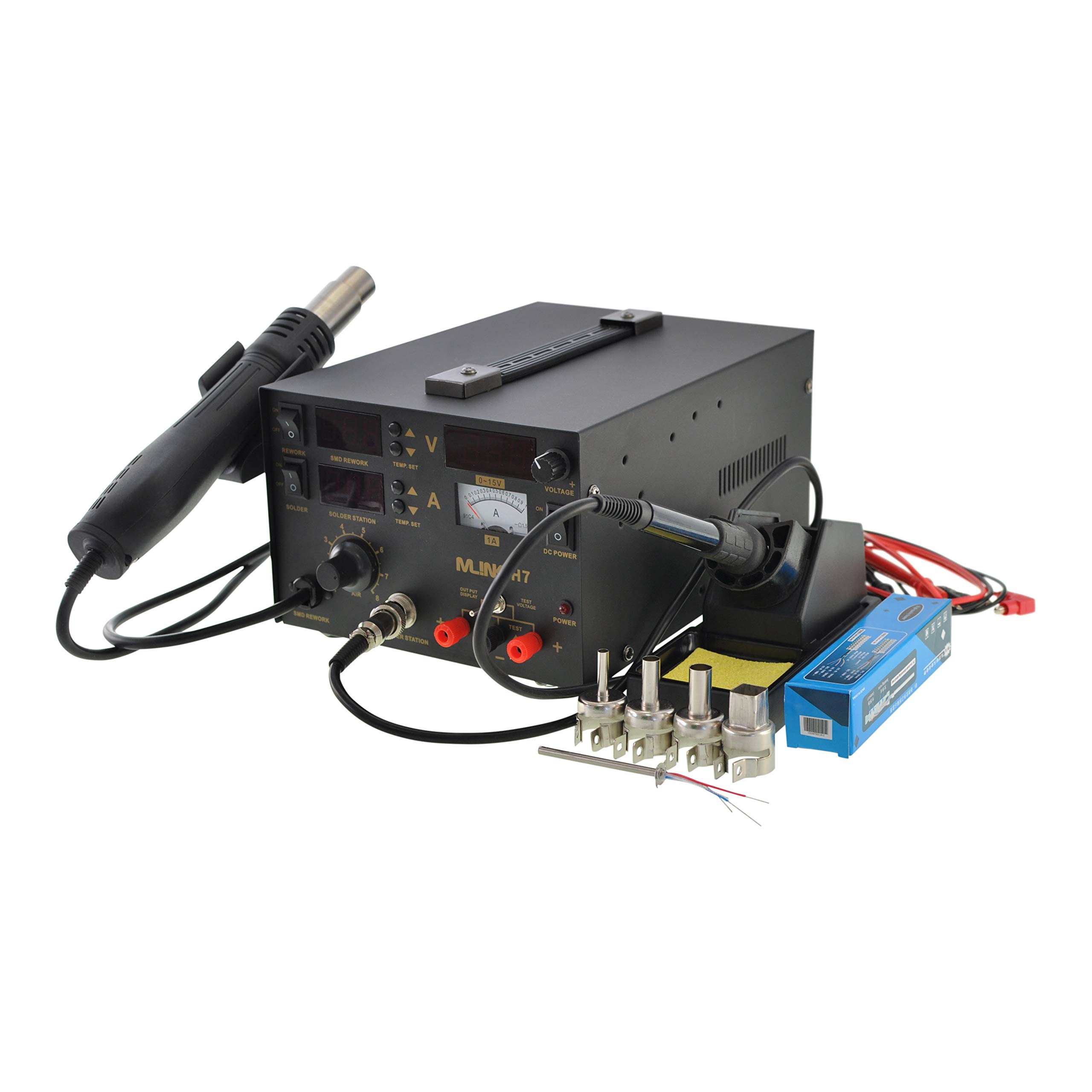 Mlink H7 Estación de Soldadura 3 en 1 con Aire Caliente y Fuente DC 800W Pantalla LED 10 Puntas