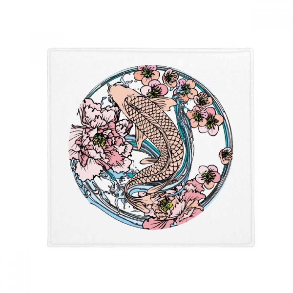Tapis de sol carpe rose lotus multicolore lavable entrée 60x60cm