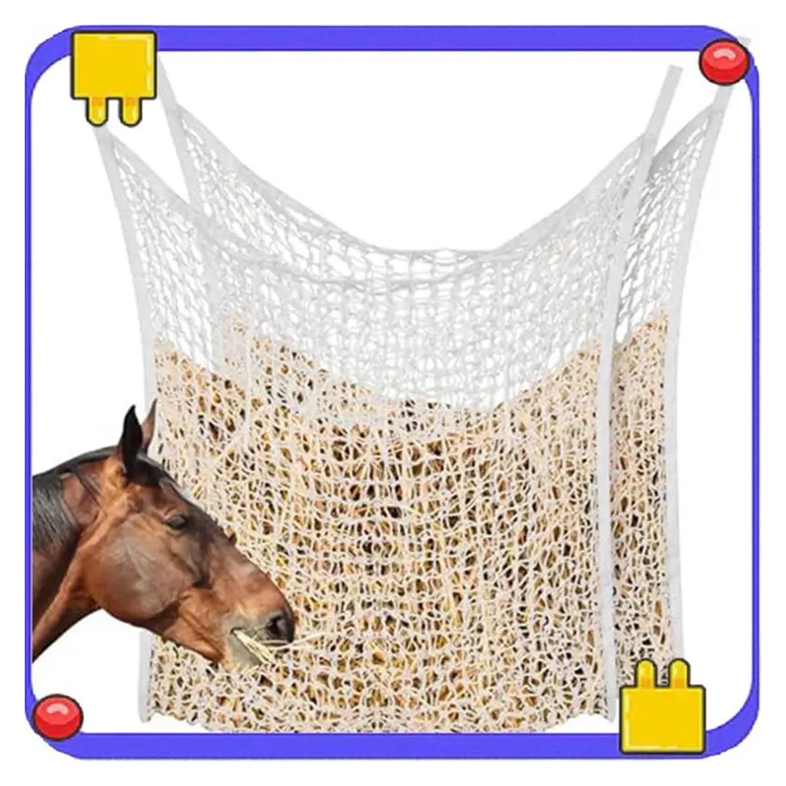 Heunetz für Pferde 2Pcs Weiß Langsam Fütterung Heu Net Pferd Tasche for Ziege Liefert