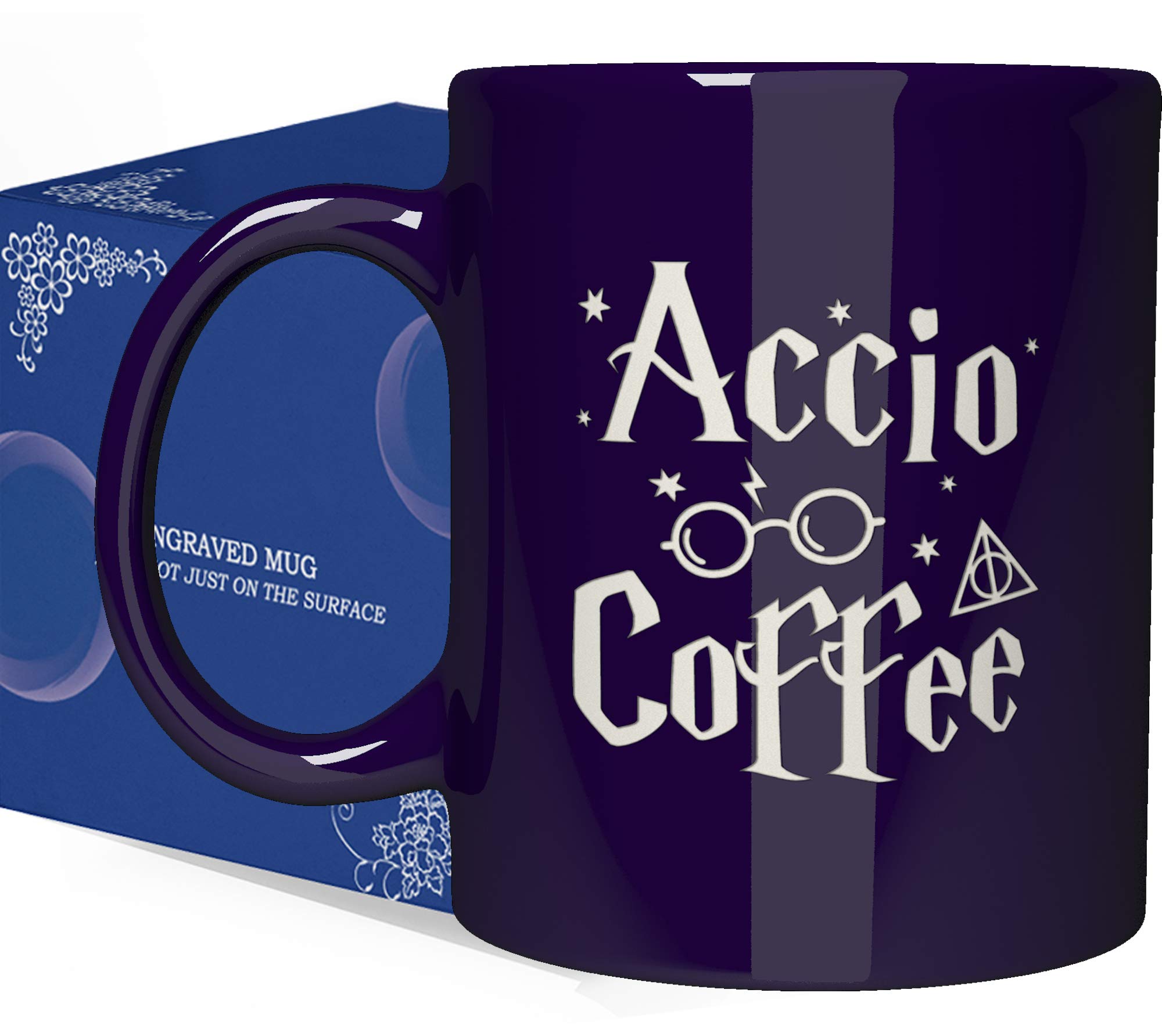 NM NEXTMUGEngraved Valentine's Day 11oz Gift Ceramic Coffee Mug - Accio Coffee - Inspirational And Sarcasm Mothers Fathers Day Cup for Bonus Grand Mom Dad