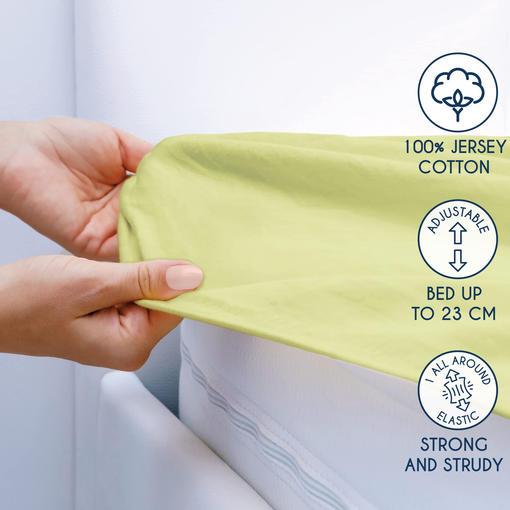 Set of 2 Jersey Cotton Fitted Sheets, For Mattress Set of 2 (70 x 140 x 12 cm) - Image 3