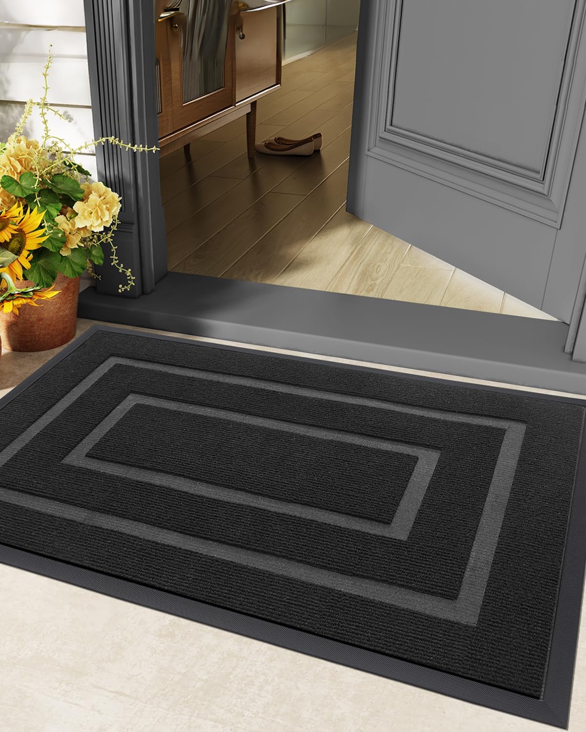 DEXI Door Mat Heavy Duty Outdoor Indoor Doormat, Stain and