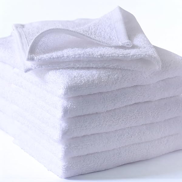 White 100% Cotton Wash Cloths for Showering Body and Face - 12"X12" 6 Pack Washcloths - Small Terry Towel Bath Rags for Adults and Kids Bathroom - Soft Absorbent - 2