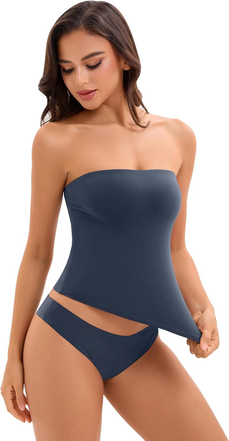 Women Sexy Tube Top Summer Y2K Going Out Double Lined Basic Tank Top - Image 3