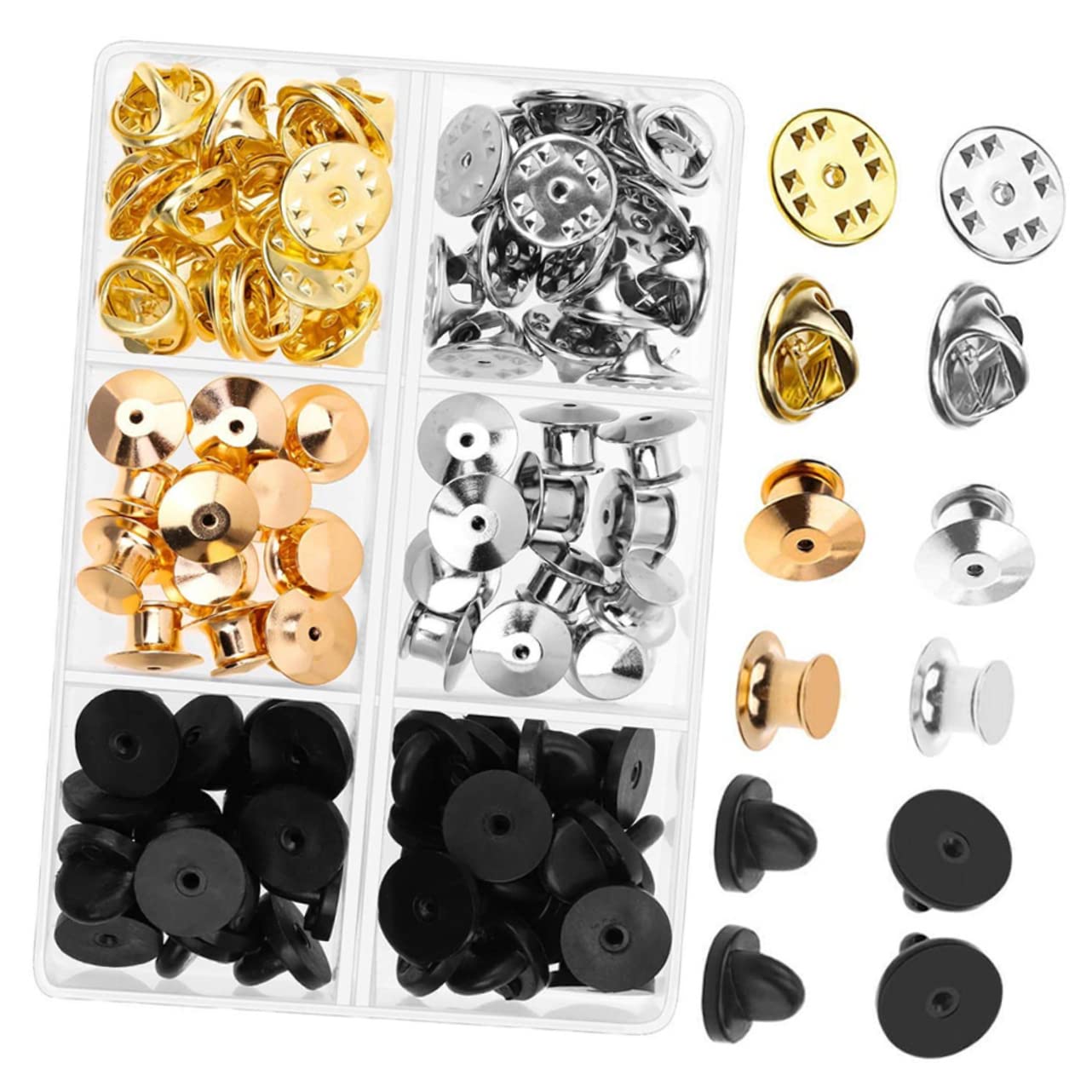 NUOBESTY 252piezas Pin Back Keepers Goma Repuestos Multifuncionales Para Broches Alfileres De Solapa y Joyería