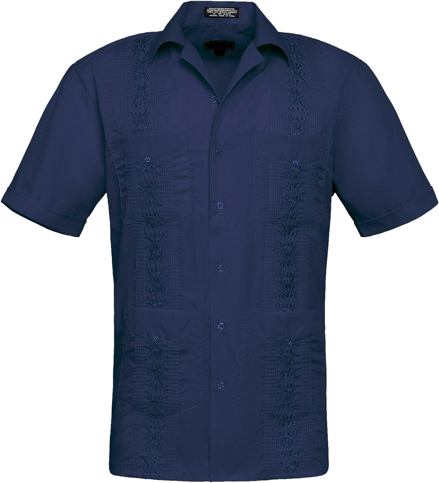 G-Style USAMen's Guayabera Premium Lightweight Embroidered Pleated Cuban Shirt