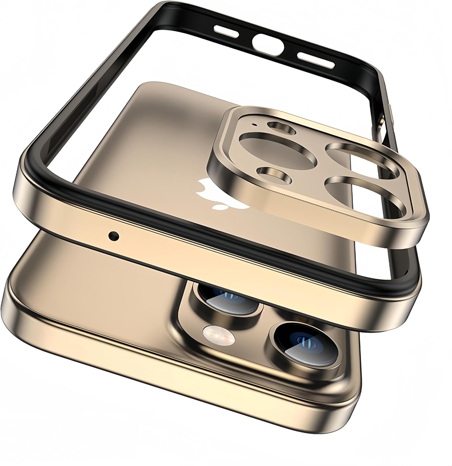 Metal Aluminum Alloy Phone Bumper Case for iPhone 16 15 Pro Max with Camera Lens Protection Shockproof Silicone Inner Pad Heat Dissipation Frame Cover (Black, iPhone 15 Pro Max)