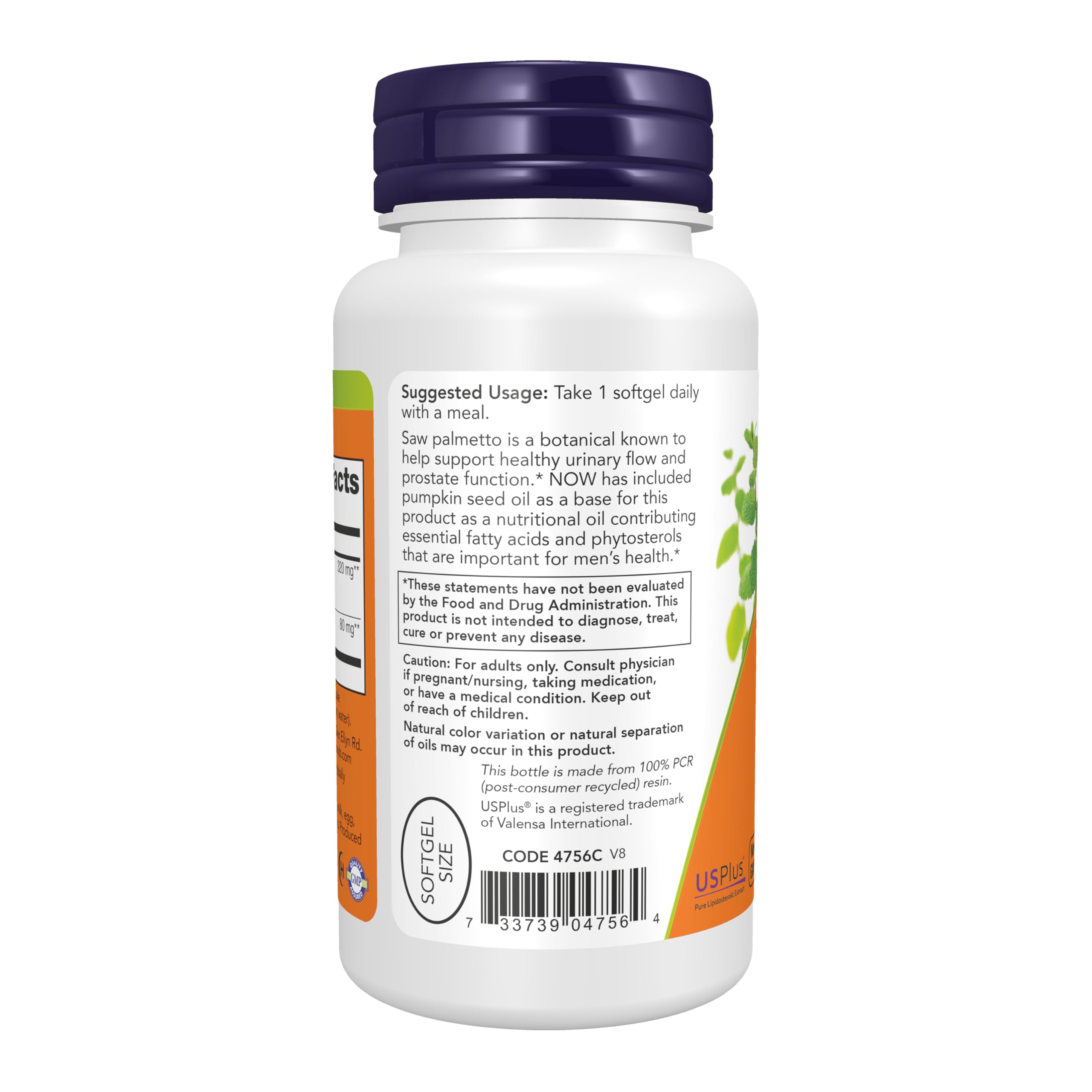 NOW Supplements, Saw Palmetto Extract 320 mg, Pumpkin Seed Oil, 90 Softgels — Amazon image 3