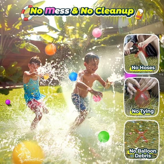 12Pcs Reusable Water Balloons, Pool Beach water Toys for Boys and Girls, Outdoor Summer Toys for Kids Ages 3-12