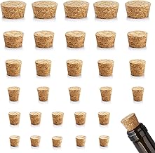 Grevosea 30 Pieces Wine Bottle Corks, Wooden Tapered Cork Plugs Wine Bottle Cork Stoppers Soft Wood Corks Replacement Corks for Wine Beer Bottles Jars DIY Crafts (6 Sizes)