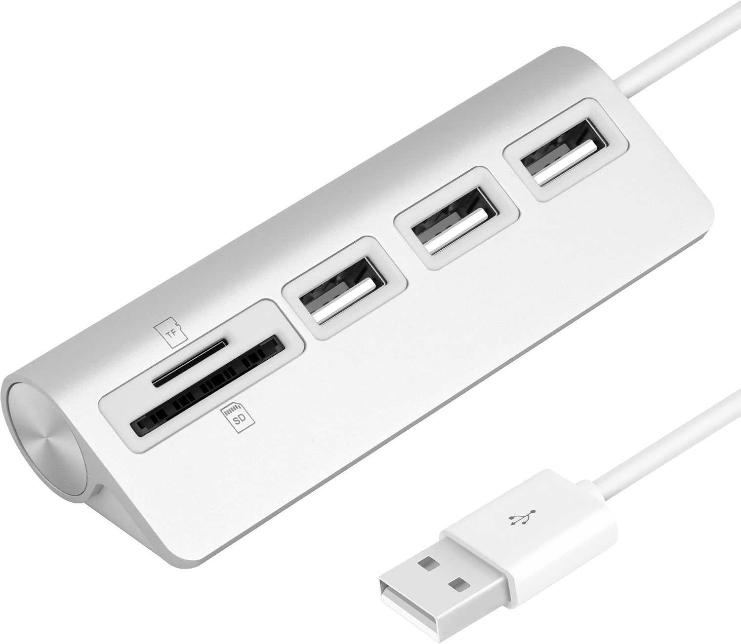 Cateck Bus-Powered USB 2.0 3-Port Aluminum Hub with 2-Slot Card Reader Combo for iMac, MacBook Air, MacBook Pro, MacBook, Mac Mini, PCs and Laptops