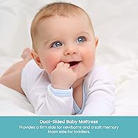 Vista 5 de Colchoneta para cuna de bebés My First Mattress, de goma espuma con memoria, calidad premium, con cobertura extraíble a prueba de agua, Crema