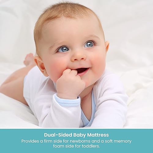 Miniatura 5 de Colchoneta para cuna de bebés My First Mattress, de goma espuma con memoria, calidad premium, con cobertura extraíble a prueba de agua, Crema