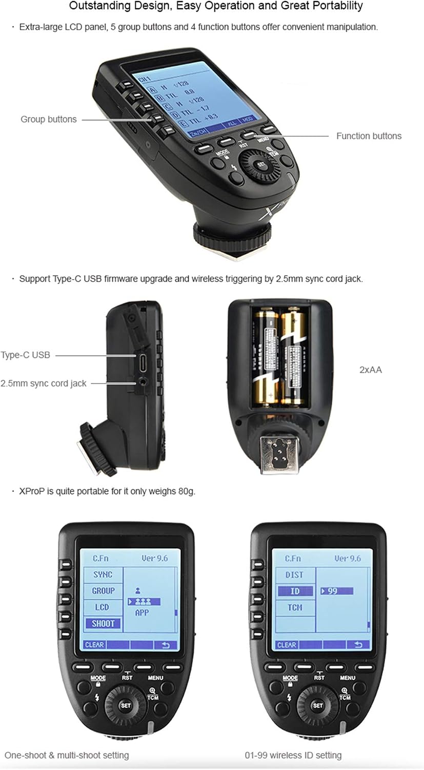 技適マーク付き 日本語説明書付】Godox Xpro-P 送信機 TTL 2.4Gワイヤレスフラッシュトリガー 【シューマウント】 高速同期
