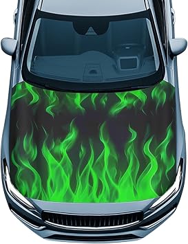 Car Hood Cover Stretch Polyester Fabric Covers Flame Green Car Hood Cover Protector Easy Installation Removable Automotive Accessories for Most Vehicles Sedans Trucks SUVs
