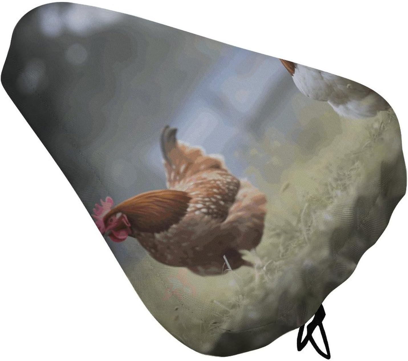 Chicken on The Grass Bike Seat Cover for Men Women Water Repellent Exercise Bike Seat Cushion Adjustable Bicycle Seat for Outdoor Biking