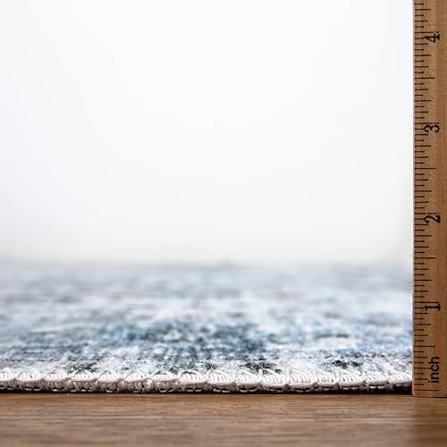 Miniatura 2 de Bloom Rugs Alfombra Caria lavable, antideslizante, de 9 x 12 pies, color marfilazulgris, alfombra tradicional para sala de estar, dormitorio,