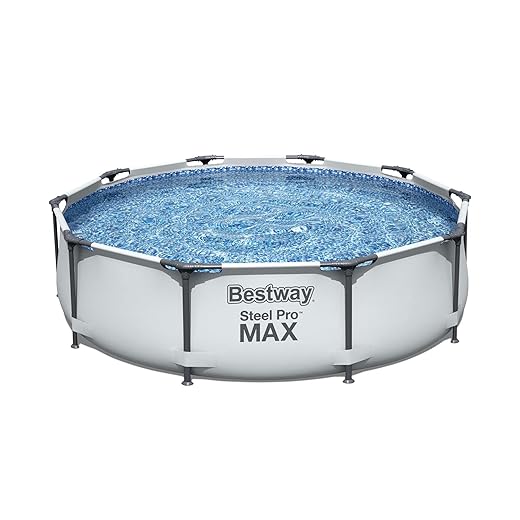 Bestway Steel Pro MAX 10 Foot x 30 Inch Round Metal Frame Above Ground Outdoor Backyard Swimming Pool Set with 330 GPH Filter Pump