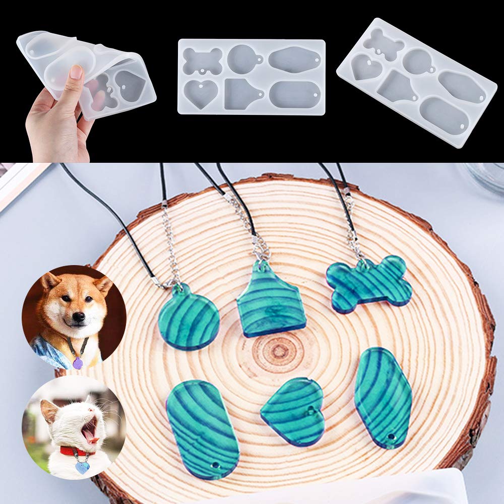 DIY MÉDAILLE DE Chien Porte-clés Moule En Silicone En Forme De Cœur Résine ép EUR 16,86 - FR