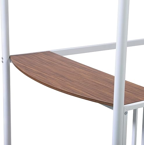 Miniatura 5 de Harper & Bright Designs Cama tipo loft de metal de tamaño individual con escritorio, escalera y barandillas, para niños, adolescentes y adultos,