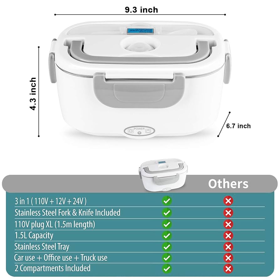 Amazon.com: Electric Lunch Box Food Heater 80W Fast Heated