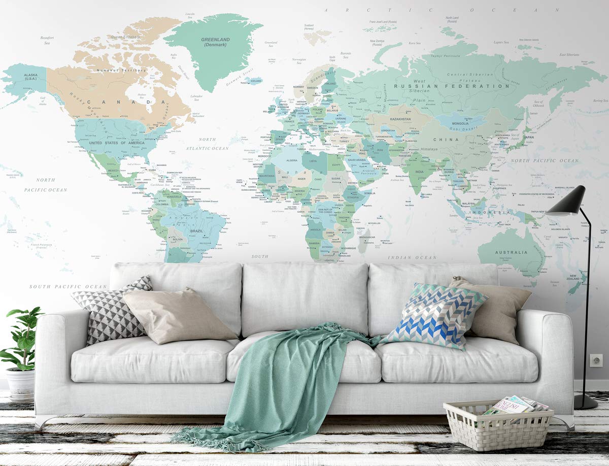 Buy Murwall Map Wallpaper Political World Map Wall Mural Green Map