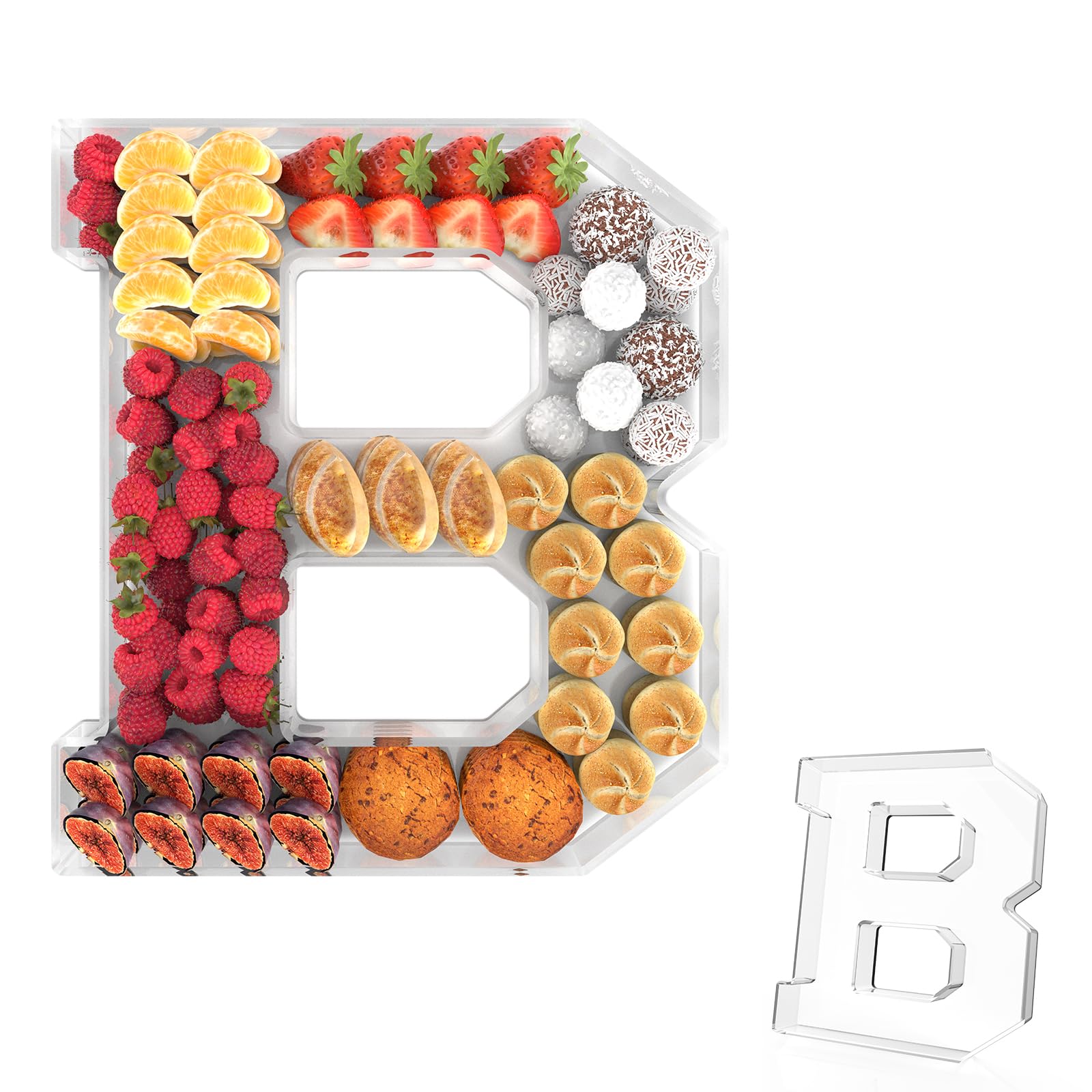 11" Acrylic Letter Charcuterie Tray,Fillable Alphabet &amp; Number Box(Letter B)