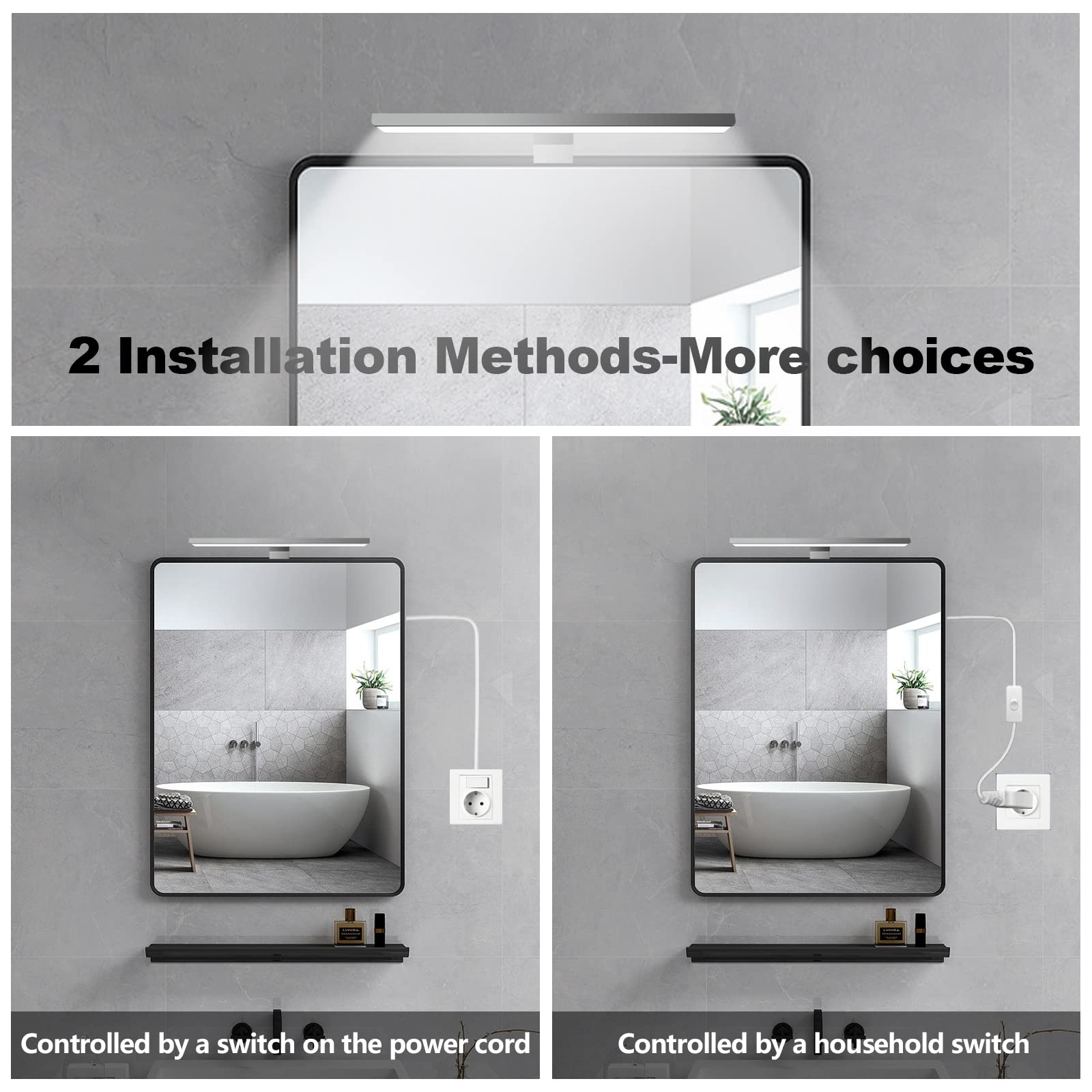 KYOTECH Lampe LED Miroir Salle de Bains 12W 40cm 800LM IP44 Dimmable 3000-6500K avec Télécommande