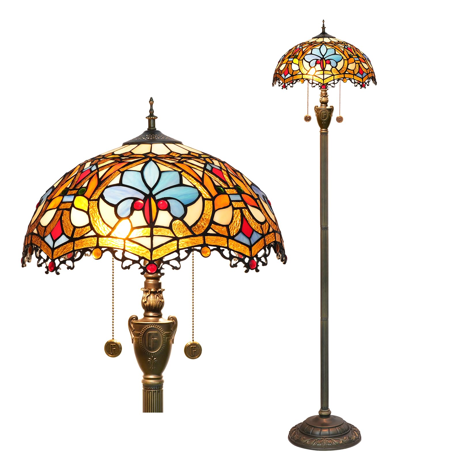 Tiffany Floor Lamp Stained Glass Floor Lamp Bright Lighting Rustic Floor Lamp Vintage Unique Bronze Reading Corner Lamp for Living Room Bedroom-picture-10