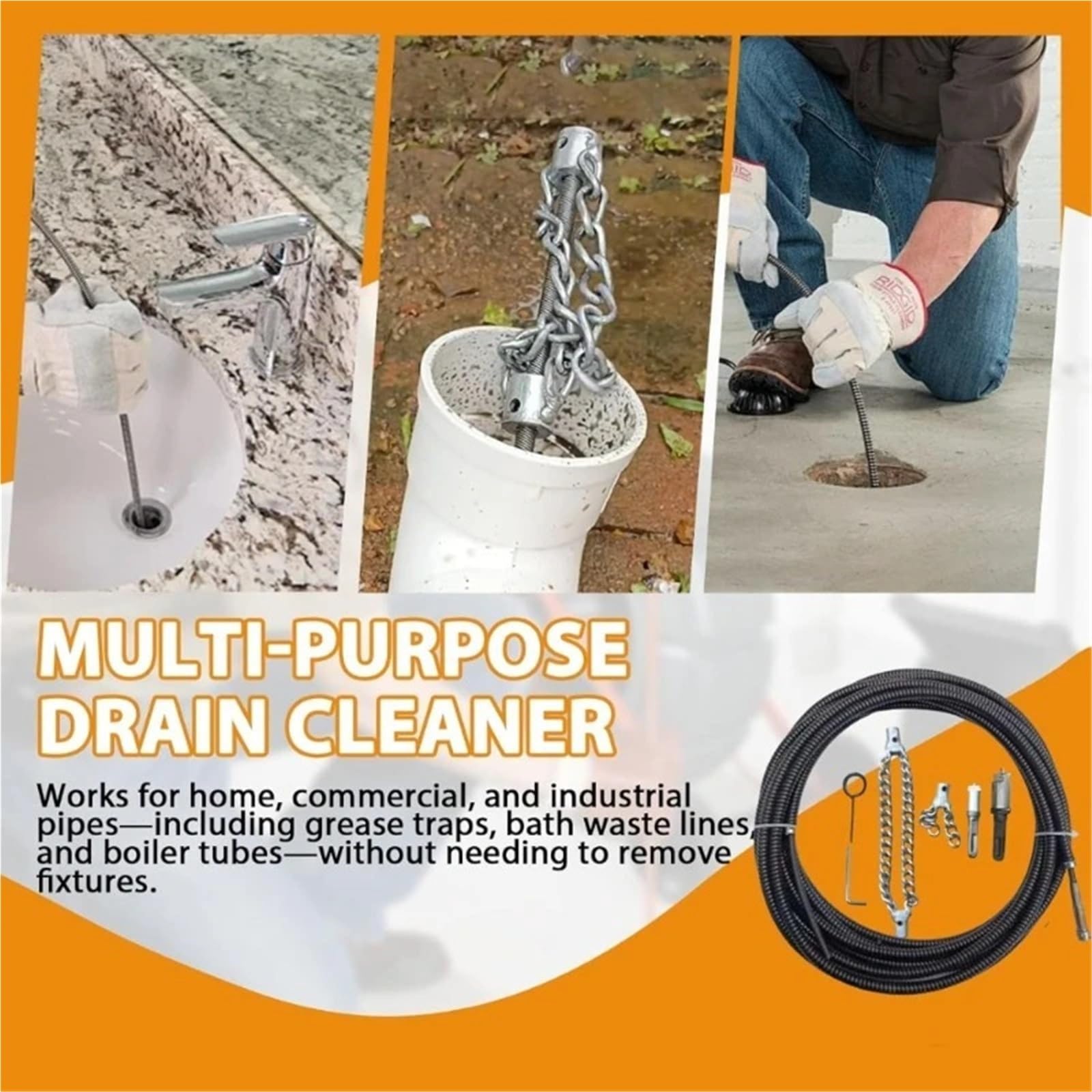 Molla for Pulitore Di Scarico for Trapano Elettrico Con Estensione | Strumenti for tubi lavello for tubi idraulici for la pulizia della draga for tubi fognari(6M)
