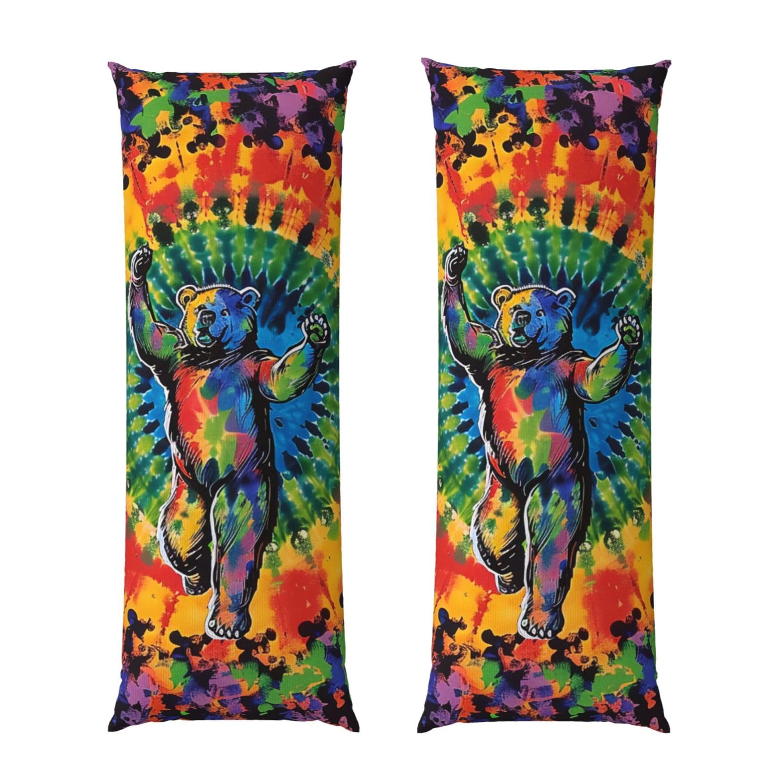 Body Pillow Cover 20x54 Inch, Bear Dancing Tie Dye Print Long Lumbar Pillow Case with Zipper Long Body Pillowcase Decorative for Bed Sofa Bedroom