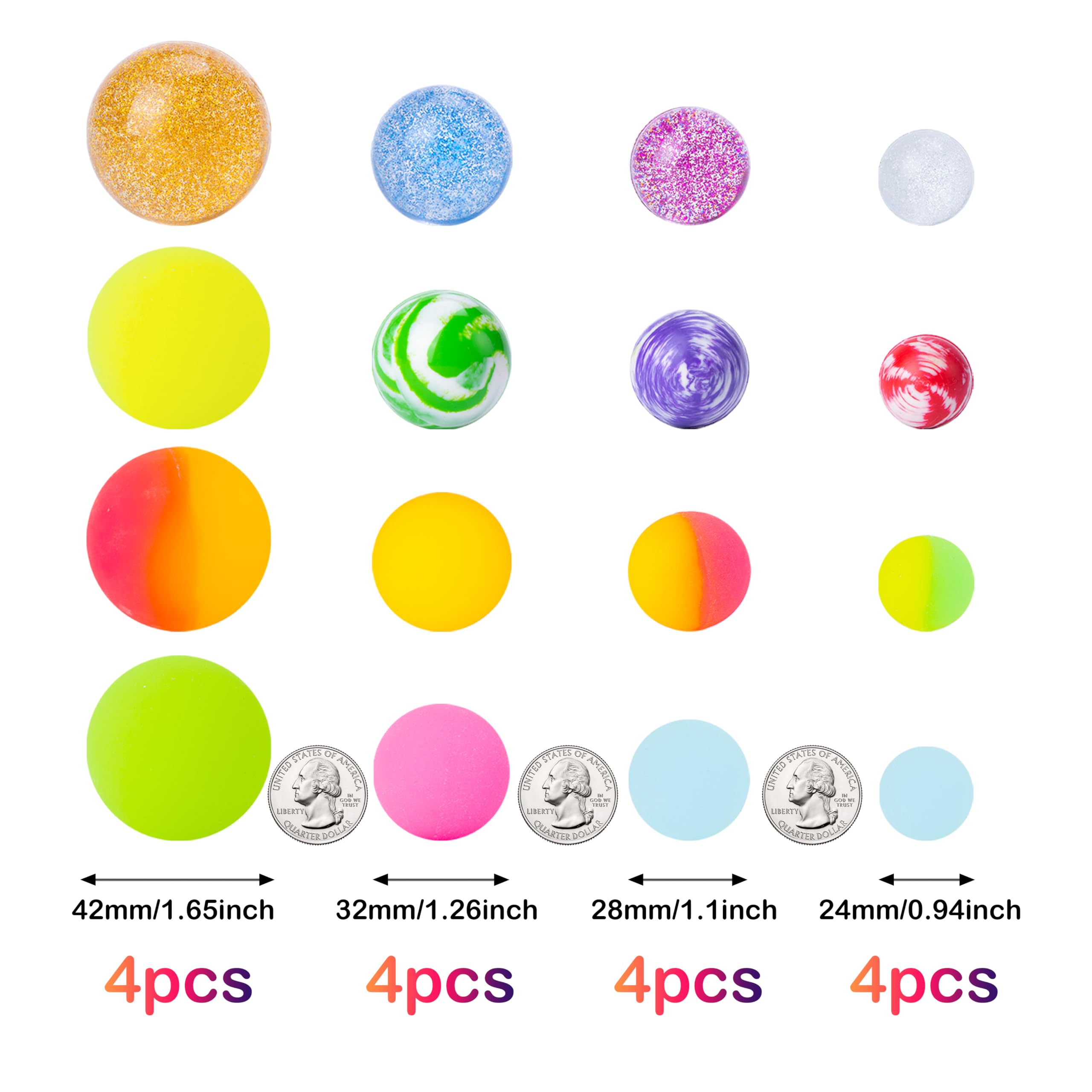 Amazon.com: Pllieay Bouncy Balls for Kids, 16 Pack Assorted