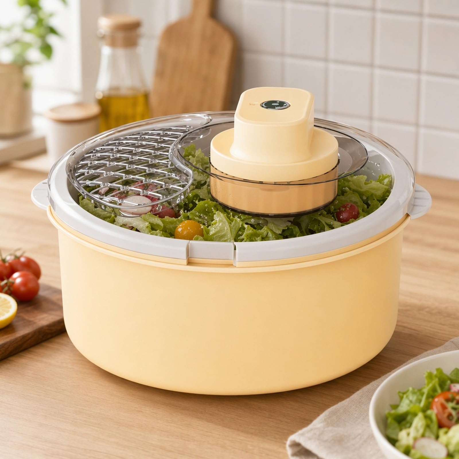 Generische Salatschleuder und Obst- und Gemüsewaschmaschine, | Salatschleuder und Gemüsewaschmaschine, multifunktionales Dörrgerät mit großer Kapazität, Fruchtreinigerschleuder für Salat,